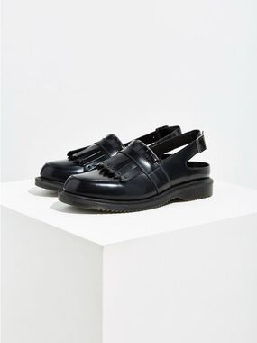 Dr. Martens Black Leather Valentine Slingback Loafers